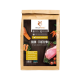 Braune Papiertüte mit Hundefutter, beschriftet mit "WILDFANG Huhn - Truthahn mit Lachs, Süßkartoffel & Karotte," mit Bildern von Huhn, Lachs und Gemüse.