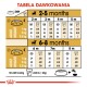 Tabela karmienia dla szczeniąt w wieku 2-8 miesięcy, szczegółowo opisująca dzienne porcje jedzenia w oparciu o wagę (1 kg, 2 kg, 3,5 kg) w gramach i filiżankach.