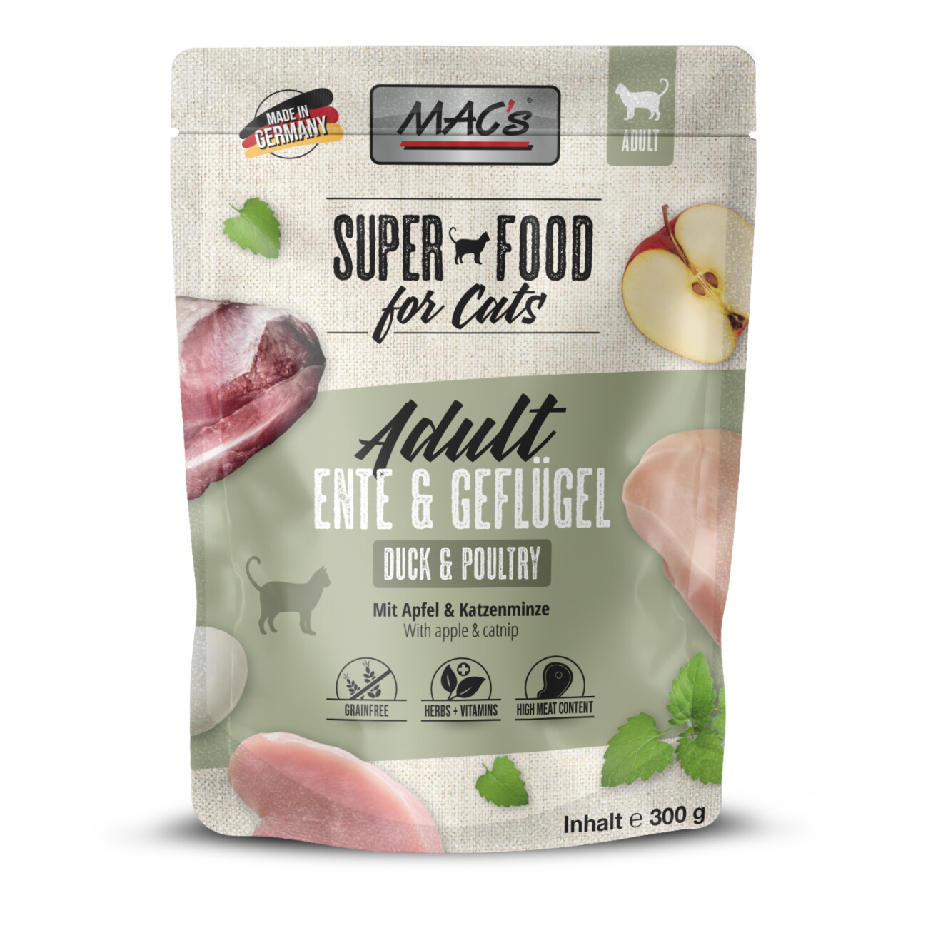 MAC's Nassfutter Katze Adult Ente und Geflügel 6x300 g