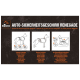 Illustration of the DogsCreek Renegade dog harness, showing buckle fastening, strap tightening, and seat belt attachment steps.