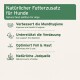 Natürlicher Futterzusatz für Hunde, der Vorteile hervorhebt: verbessert die Mundgesundheit, unterstützt die Verdauung, optimiert Haut & Fell, natürliche Jodquelle.