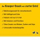 Gelbe Josera-Wertpackungsbox mit fünf gelben 'Knuspies'-Hundesnack-Beuteln, Hundefoto und der Aufschrift '4,5 kg'.