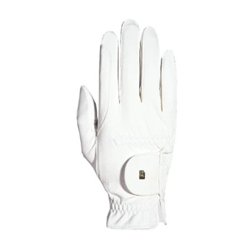 Weißer Haustierpflegehandschuh mit strukturierter Oberfläche und verstellbarem Handgelenkriemen, vor einem schlichten Hintergrund präsentiert.