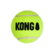 Flauschiger neongelber Hundetennisball mit schwarzem "KONG"-Logo und weißen Nahtlinien.