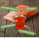 Lachsfilet und orangefarbener Ergänzungsbecher auf Holz mit deutschem Text, der essentielle Fettsäuren, Nährstoffe und frischen Lachs hervorhebt.