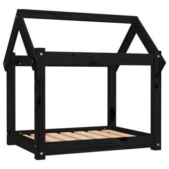 Hundebett M (71x55x70 cm) aus Kiefernholz schwarz