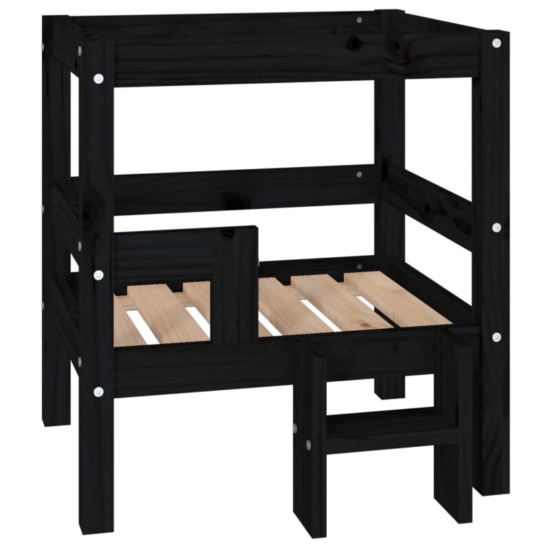 VidaXL Erhöhtes Hundebett Aus Kiefernholz Schwarz 53, 5 Cm, 60 Cm, 53, 5 Cm