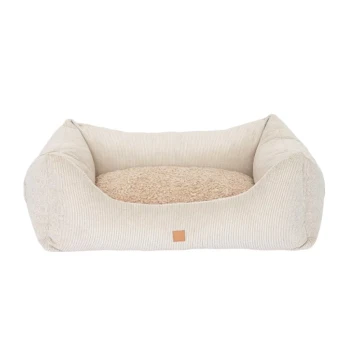 Pet & Co Hundebett Kingston Cord Luxus sand XL Beiges Cord-Haustierbett in rechteckiger Form mit erhöhten Seiten und einem weichen, strukturierten Kissen innen.