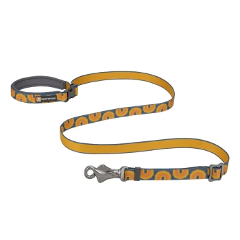 Verstellbare Hundeleine Crag EX™ navy Eine bunte Hundeleine von Ruffwear mit einem gelben und blauen Design, einem sicheren Clip und einem gepolsterten Griff für Komfort.
