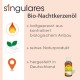 Flasche mit s'ingulares Bio-Nachtkerzenöl mit Text, der es als kaltgepresstes, reines Naturprodukt und hergestellt in Deutschland hervorhebt.