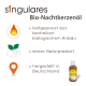 Flasche mit s'ingulares Bio-Nachtkerzenöl mit Text, der es als kaltgepresstes, reines Naturprodukt und hergestellt in Deutschland hervorhebt.