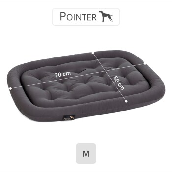 Hundebett von Pointer, graue Farbe, Maße 70 cm x 50 cm, gekennzeichnet als Größe M.