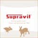 Supravit-Tierfutter-Logo mit deutschem Text „Einfach gutes Futter – Frisch und natürlich seit 1965“ und Silhouetten von zwei Kaninchen.