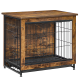 Holz-Haustierkäfig mit einem schwarzen Metallrahmen, ausgestattet mit zwei Fächern und einer flachen Oberseite.
