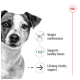 Image of a dog with text highlighting benefits: "Weight maintenance," "Supports healthy bones," and "Lifelong vitality support."