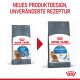 Zwei Beutel Royal Canin "Light Weight" Katzenfutter: links hat ein altes Design, rechts zeigt ein neues Design mit "Bewährte Ergebnisse."