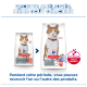 Deux sacs Hill's Science Plan Sterilisé pour chats avec chat orange et blanc ; texte « RECETTE AMÉLIORÉE, MÊME GOÛT DÉLICIEUX », pied de page en français, badge ActivBiome+ MULTI BENEFIT.