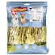 Emballage de friandises pour chiens DeliBest contenant des tendons d'autruche, étiqueté "Light Swiss Quality," 500g. Détails clés : sans gluten, faible en gras, 100% naturel.