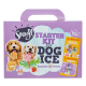 Snoofl Starter Kit für Dog Ice, mit zwei Hunden, enthält 2 Dog Ice, Snoofl Mix, Kaustangen und eine große Eisform für 12 Leckerlis.