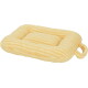 Yellow ribbed plush square pet bed with raised bolsters and a side carrying loop