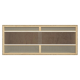 Ein schlichtes, strukturiertes Holzbrett aus orientierter Spanplatte (OSB), mit einer hellbraunen Farbe und sichtbaren Holzsträngen und Knoten.