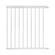Weißes Haustiersicherheitsgitter mit vertikalen Stäben und Montageschienen, entworfen, um Haustiere in einem bestimmten Bereich zu halten.
