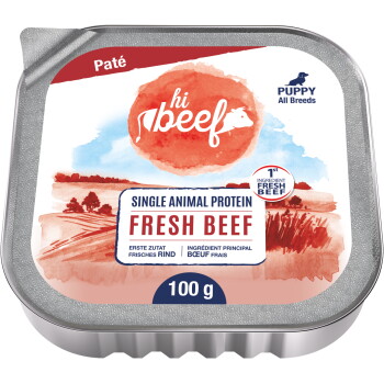Hi Pet Food Nassfutter Hund, Puppy, Fresh Beef, Rind 32x100 g