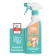 Weiße Sprühflasche mit der Aufschrift "GREEN HERO" und einem entspannten orangefarbenen Katzenbild, mit dem Text "Entspannungsspray" und "Nature Knows Best."