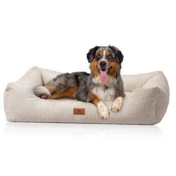 Hundebett aus Cord mit Handwebcharakter Olivia beige XXL