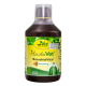 Flasche von cdVet HuotaVet BronchialVital mit Honig, mit einem grünen und gelben Etikett, das natürliche Inhaltsstoffe für die Atemwegsgesundheit hervorhebt.