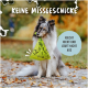 Ein Collie hält eine grüne Tasche im Mund, umgeben von Herbstblättern. Text: "Keine Missgeschicke" und "Riecht nicht und läuft nicht aus."