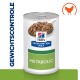 Hill's Prescription Diet Metabolic blikvoeding voor huisdieren, met een lepel natvoer op de deksel en de tekst "Gewichtscontrole" op de zijkant.