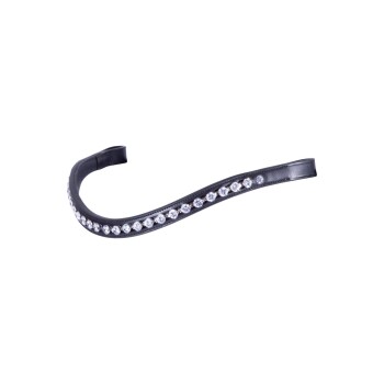 Schwarzes Leder-Hundehalsband, verziert mit funkelnden Strasssteinen auf einer Seite, das ein stilvolles und elegantes Design zeigt.