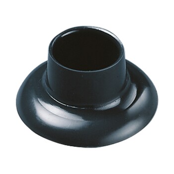 Schwarzer Gummiboden für Haustierfutterschalen mit einem breiten, ausgestellten Rand und einer zentralen zylindrischen Öffnung.