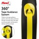 Flexi retractable dog leash featuring a 360° tape guidance system, highlighted with a yellow tape and black handle.