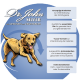 Illustration eines laufenden Hundes mit Text über die Vorteile von Hundefutter: Gelenkunterstützung, gesunde Haut, Zahnhygiene, Immununterstützung, keine künstlichen Zusatzstoffe.