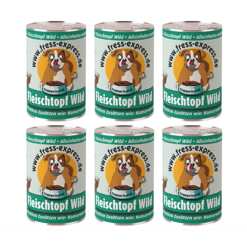 fress-express Fleischtopf Wild Nassfutter Hund 6x400 g