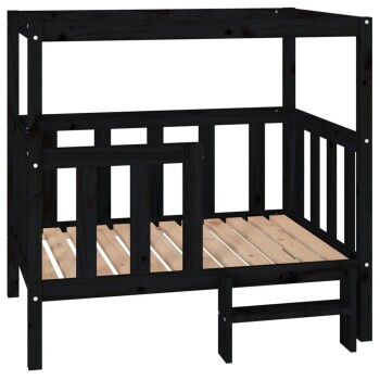 erhöhtes Hundebett aus Kiefernholz schwarz 83,5 cm, 1 m, 83,5 cm
