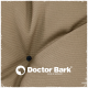 Größenvorschlag-Diagramm für Hundebetten von Doctor Bark, das Abmessungen, Dicke, Hunderassen und Rückenlängen für verschiedene Größen von S bis 3XL detailliert.