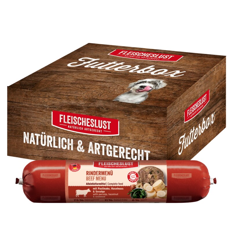 Fleischeslust Nassfutter Hund Wurst Rindermenü 6x800 g