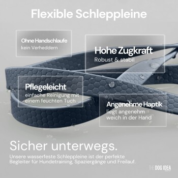 Flexible Hundeleine mit wasserabweisendem Design, mit wichtigen Vorteilen: gute Sichtbarkeit, hohe Zugfestigkeit, leicht zu reinigen und bequemer Griff.