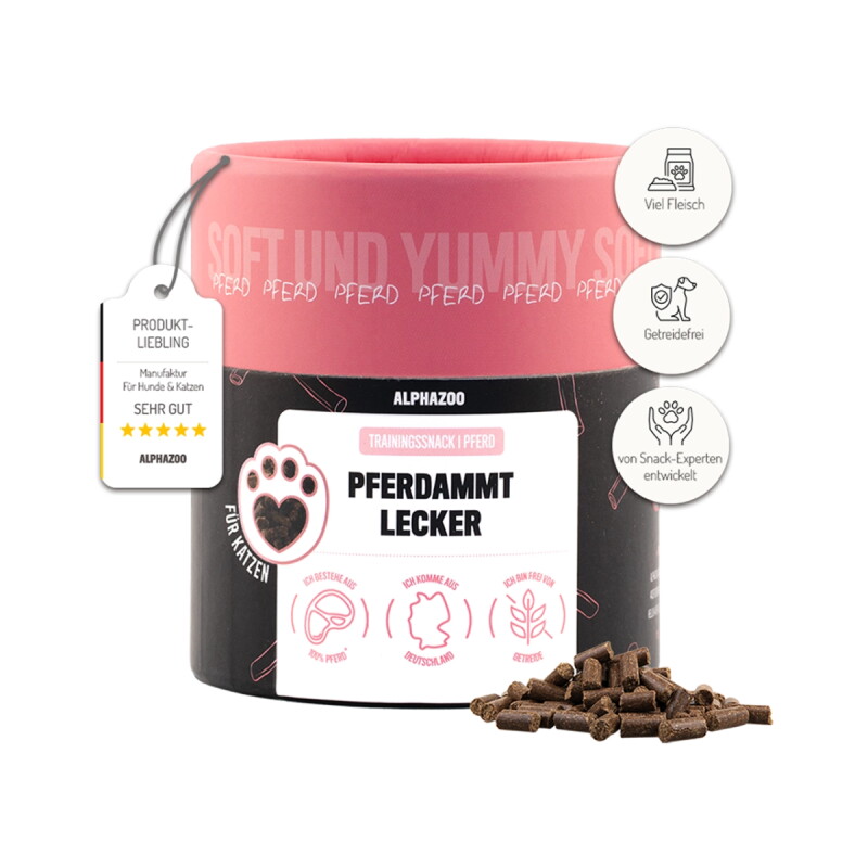 ALPHAZOO Pferdammt Lecker 65g I Leckerli für Katzen