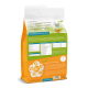 Katzenfutterbeutel mit der Aufschrift "NATURAL 360° VITAL CONCEPT", mit Text, der Vorteile wie die Verdauungsgesundheit und die Hautqualität hervorhebt.