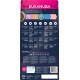 Sac de nourriture pour chiens Eukanuba affichant des informations nutritionnelles, un guide d'alimentation et des ingrédients, mettant en avant les sources d'oméga et les prébiotiques.