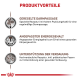 Infografik, die die Vorteile von Hundefutter hervorhebt: regulierte Verdauung, ausgewogene Energie für ein gesundes Gewicht und Unterstützung durch präbiotische Ballaststoffe.