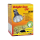 Box mit "Bright Sun UV Desert" Lampe für Reptilien, mit einer 35W-Metallhalogenlampe, mit Bildern von Eidechsen und mehrsprachigem Text.