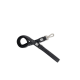 Schwarze Hundeleine mit Metallverschluss und „Mossy Mow“ Logo-Anhängern auf weißem Hintergrund.