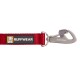 Rote Hundeleine mit einem Metallclip, mit einem schwarzen Etikett mit einem Hundelogo und dem Text 'RUFFWEAR.'