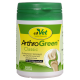 Behälter von cdVet ArthroGreen Classic, einem natürlichen Nahrungsergänzungsmittel für die Gelenkgesundheit, mit einem grünen Deckel und Text auf Deutsch über Gelenkpflege.