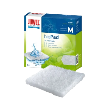 Juwel Aquarium bioPad filter pads package, featuring five white filter pads with water splash graphics, labeled in multiple languages.